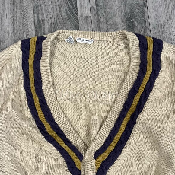 VINTAGE GIORGIO ARMANI LE COLLEZIONI CARDIGAN LOGO SPELLOUT - Picture 10 of 11
